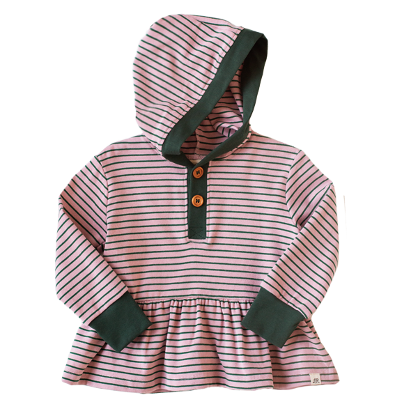 Sugarplum Stripe and Evergreen Peplum Hoodie