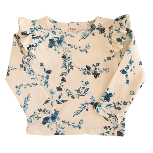 Winterland Floral Long Sleeve Flutter Top