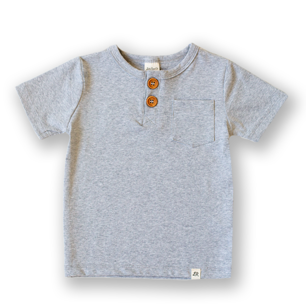 Heathered Grey Short Sleeve Button Pocket Shirt
