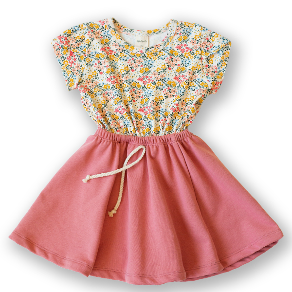 Bellflower Floral and Sunset Bloom Petal Sleeve Dress