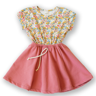 Bellflower Floral and Sunset Bloom Petal Sleeve Dress