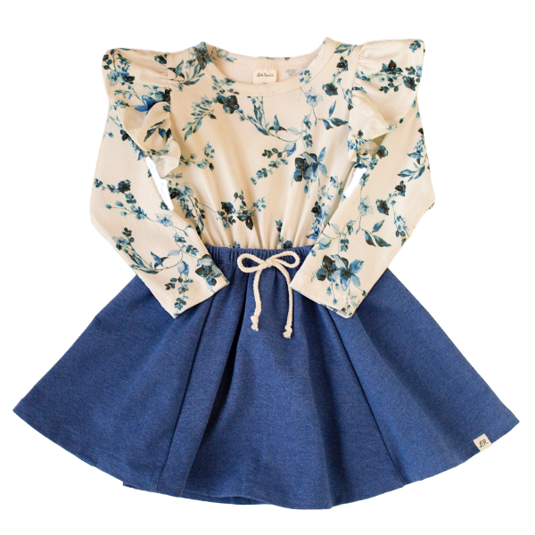 Winterland  Floral Long Sleeve Flutter Dress