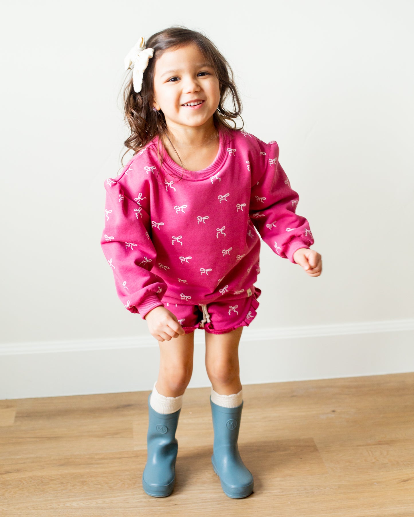 Posy Bow Print Puddle Shorts