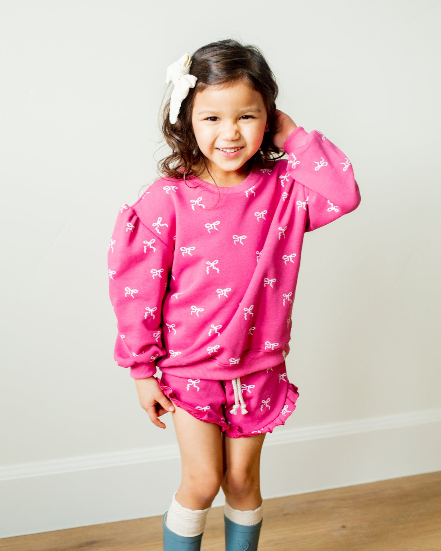 Posy Bow Print Puddle Shorts
