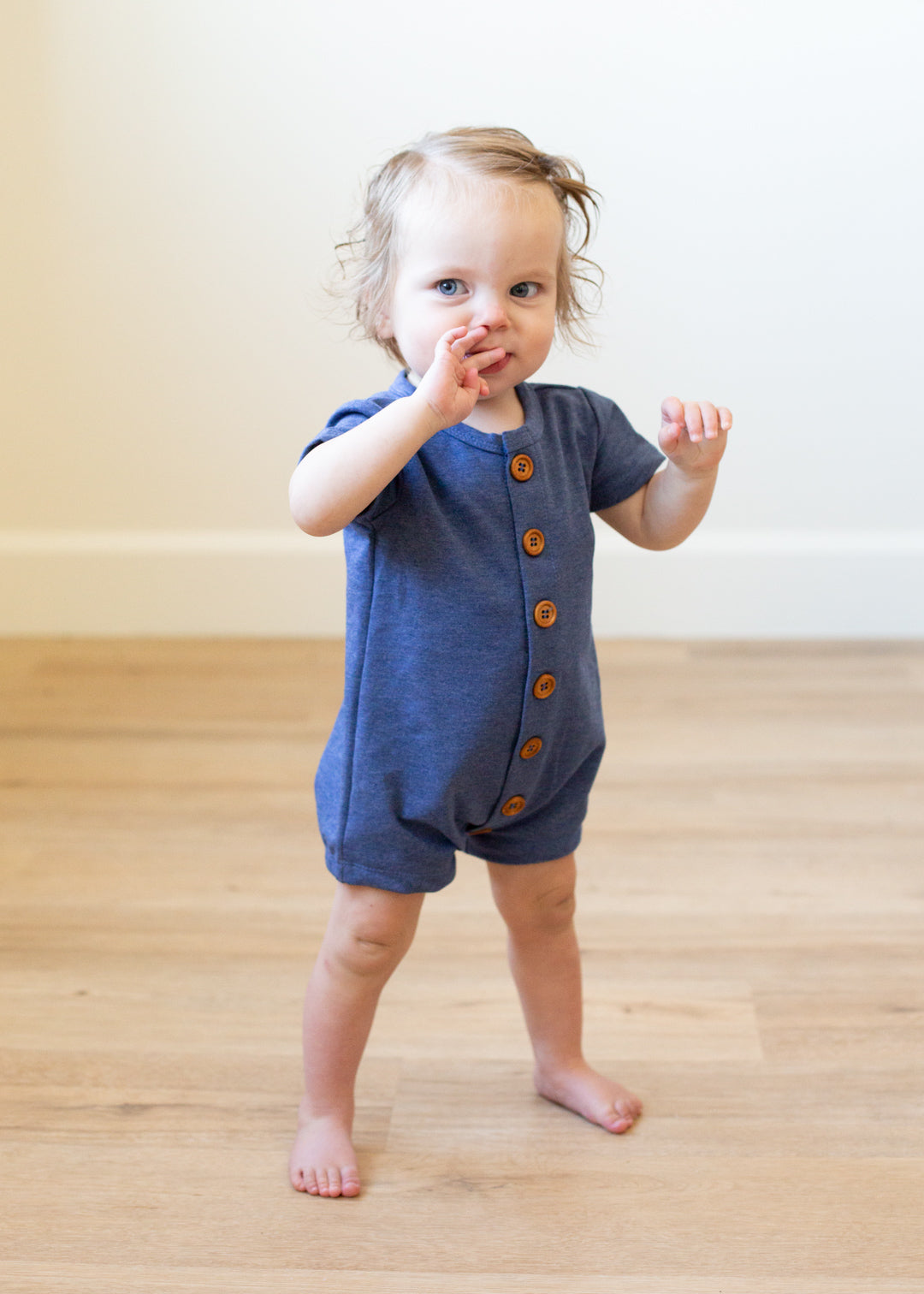 Denim Short Sleeve Button Romper