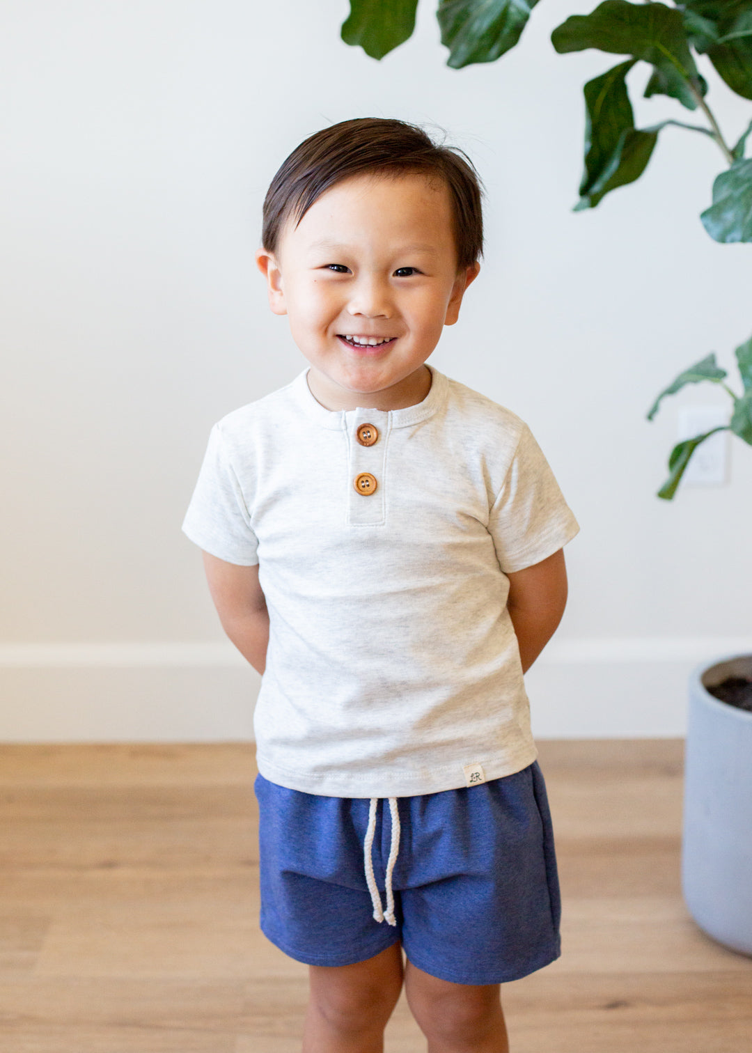 Heathered Cream Short Sleeve Button Shirt