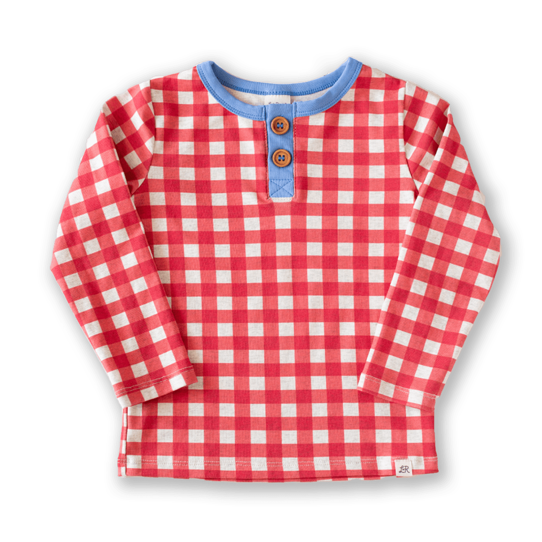 Cherry Check Long Sleeve Button Shirt - Little Road Co.