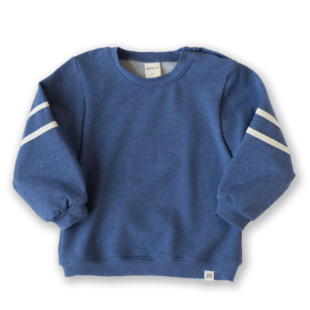 Denim Drop Shoulder Track Crew - Little Road Co.