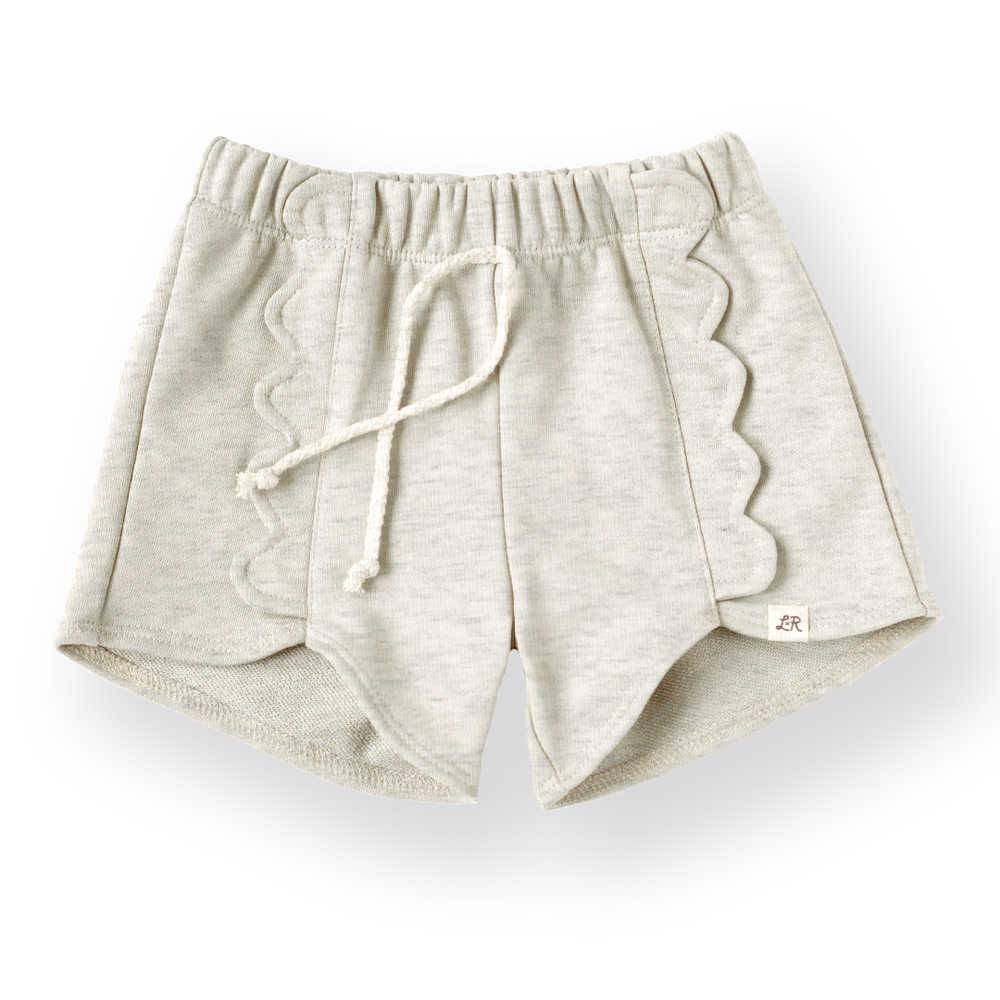 Heathered Cream Scallop Shorts