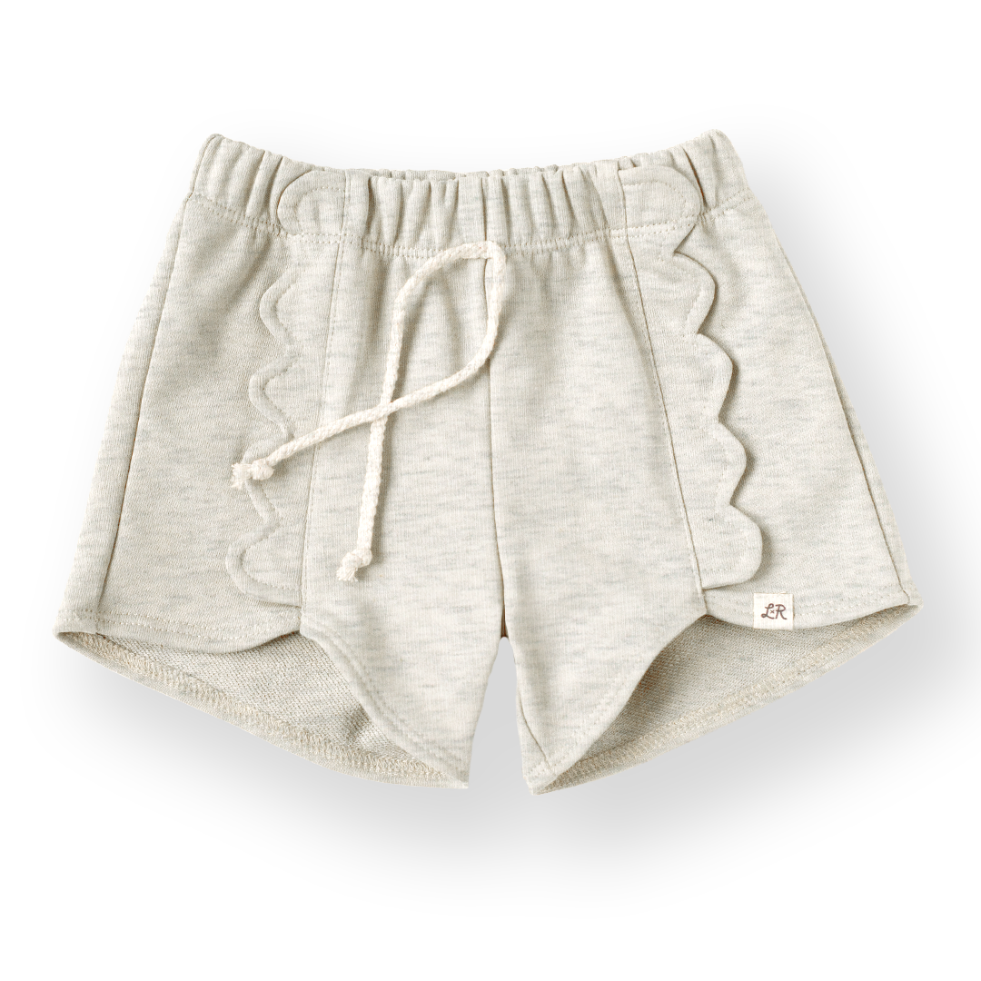 Heathered Cream Scallop Shorts