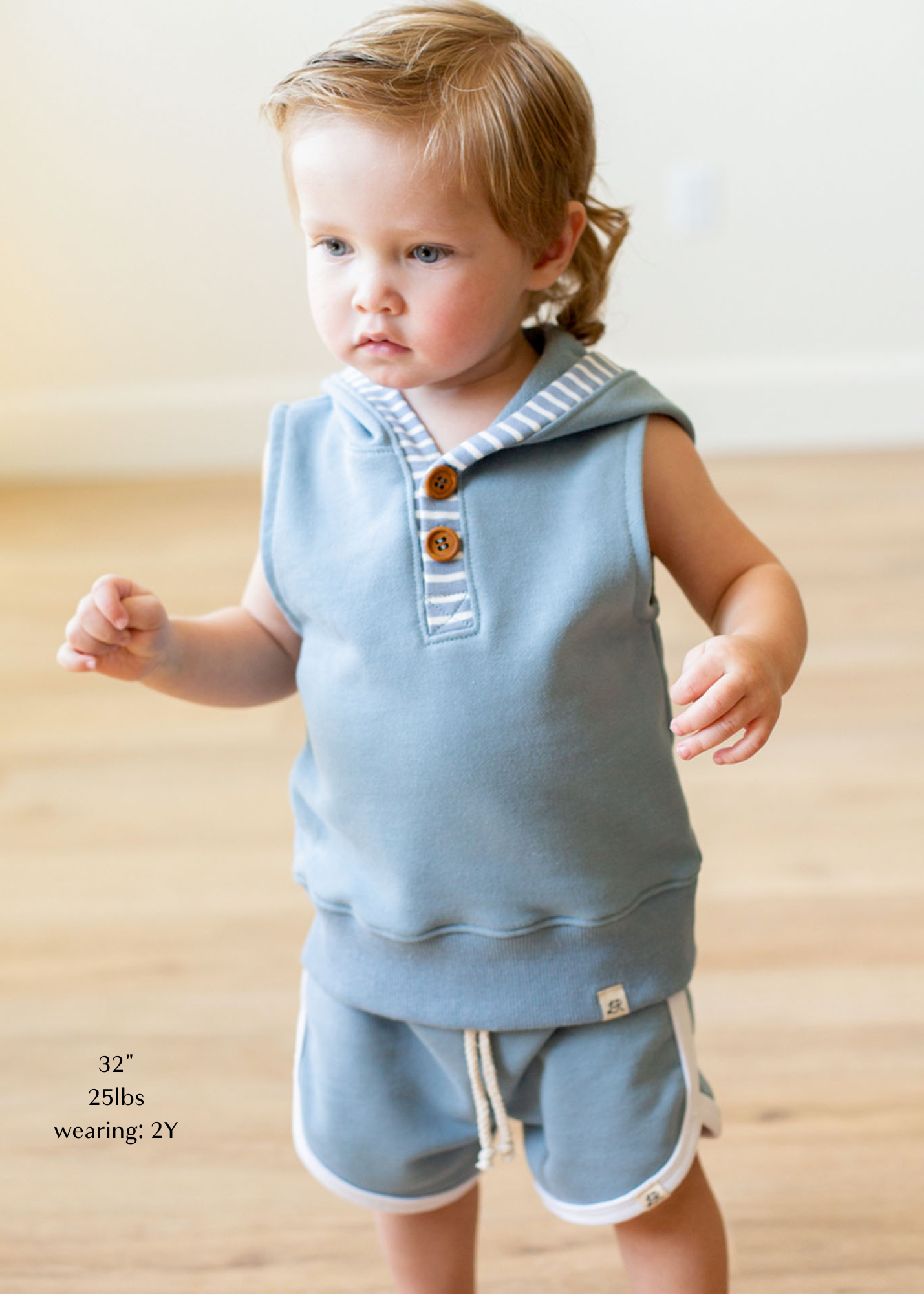 Carolina Blue Sleeveless Button Hoodie