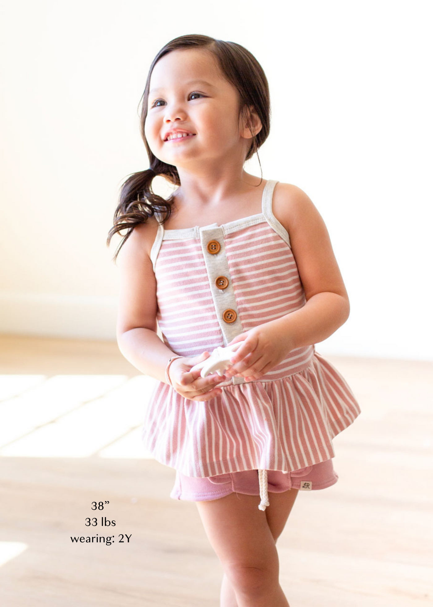 Shell Stripe Button Peplum