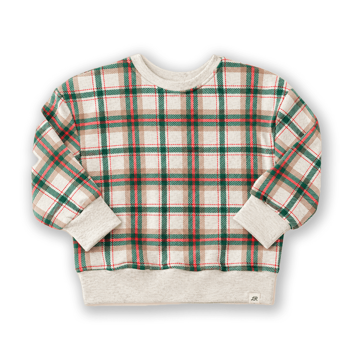 ***PREORDER*** Holly Haven Plaid Drop Shoulder Crewneck - Little Road Co.