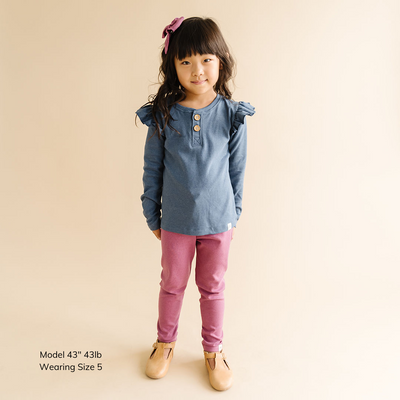 Midnight Long Sleeve Button Flutter Top