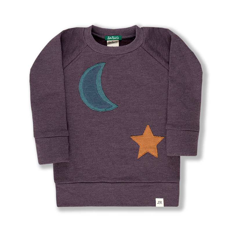 Boysenberry Moon & Star Patch Crewneck Sweatshirt