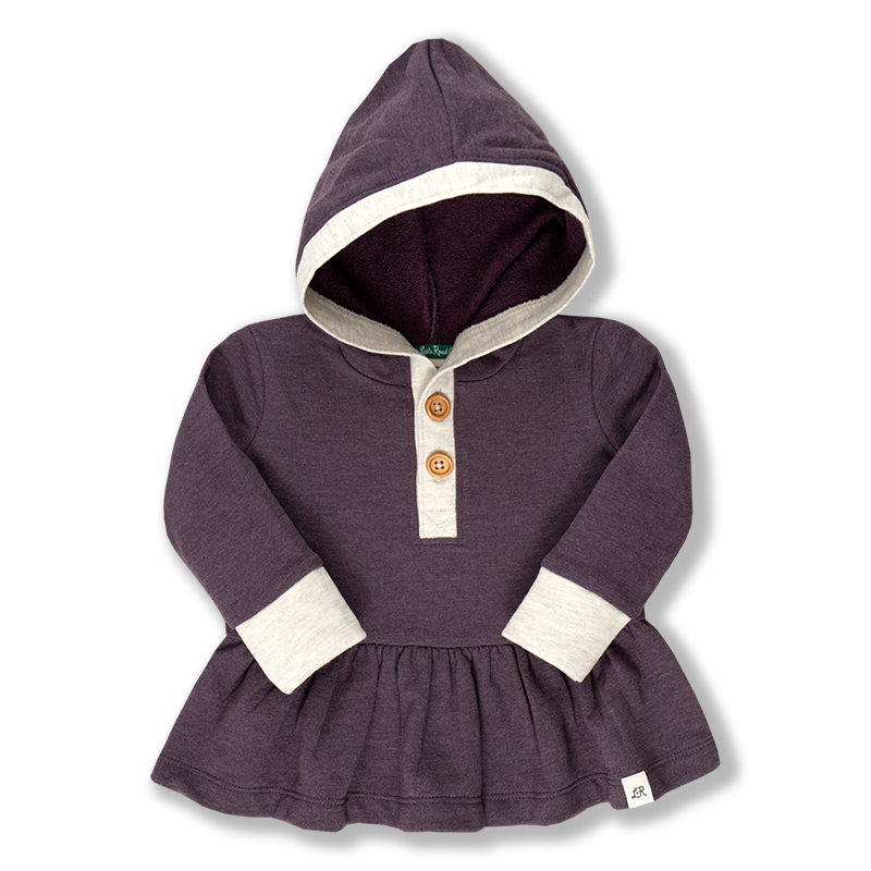 Boysenberry Peplum Button Hoodie