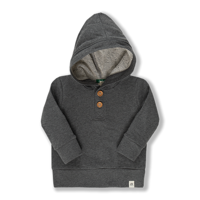 Charcoal Button Hoodie