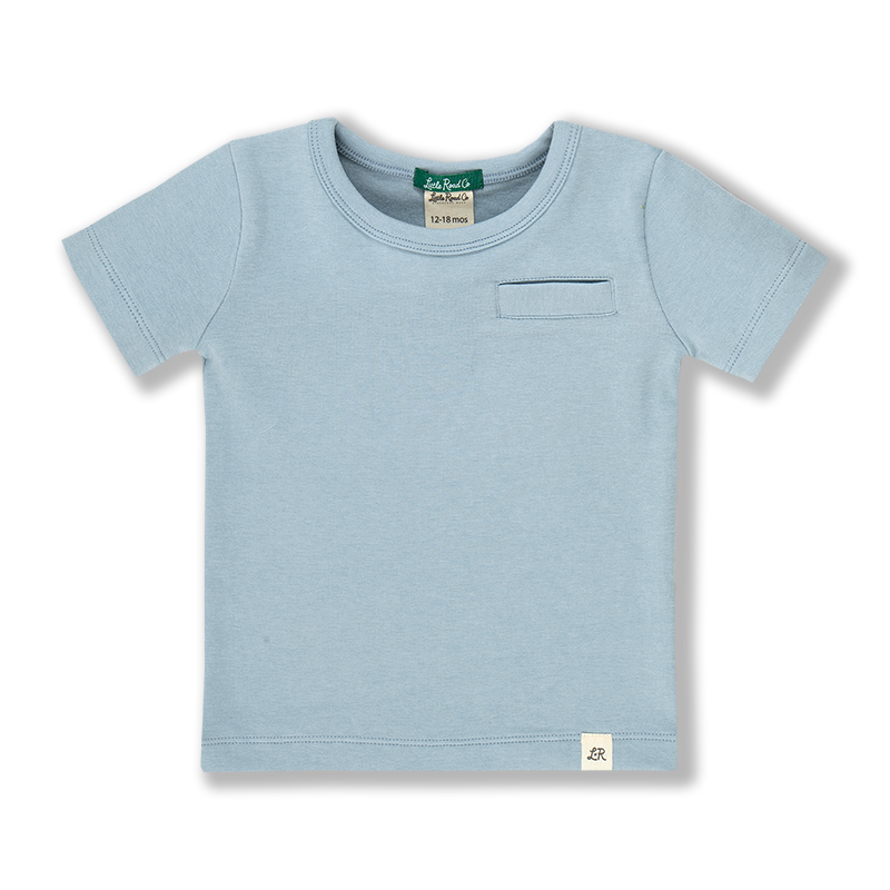 Cloud Blue Short Sleeve Welt Pocket Tee