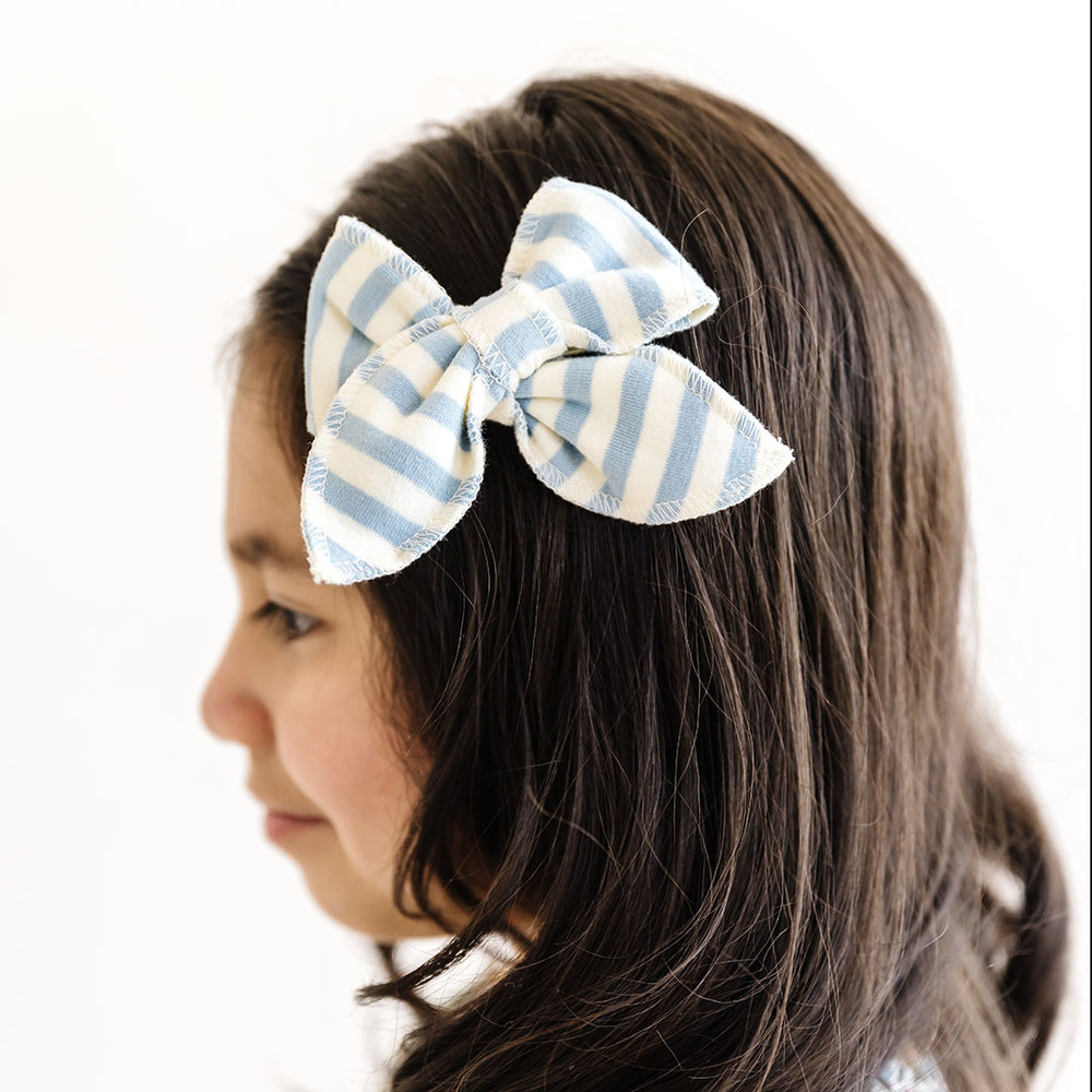 Cloud Blue Classic Stripe Medium Bow
