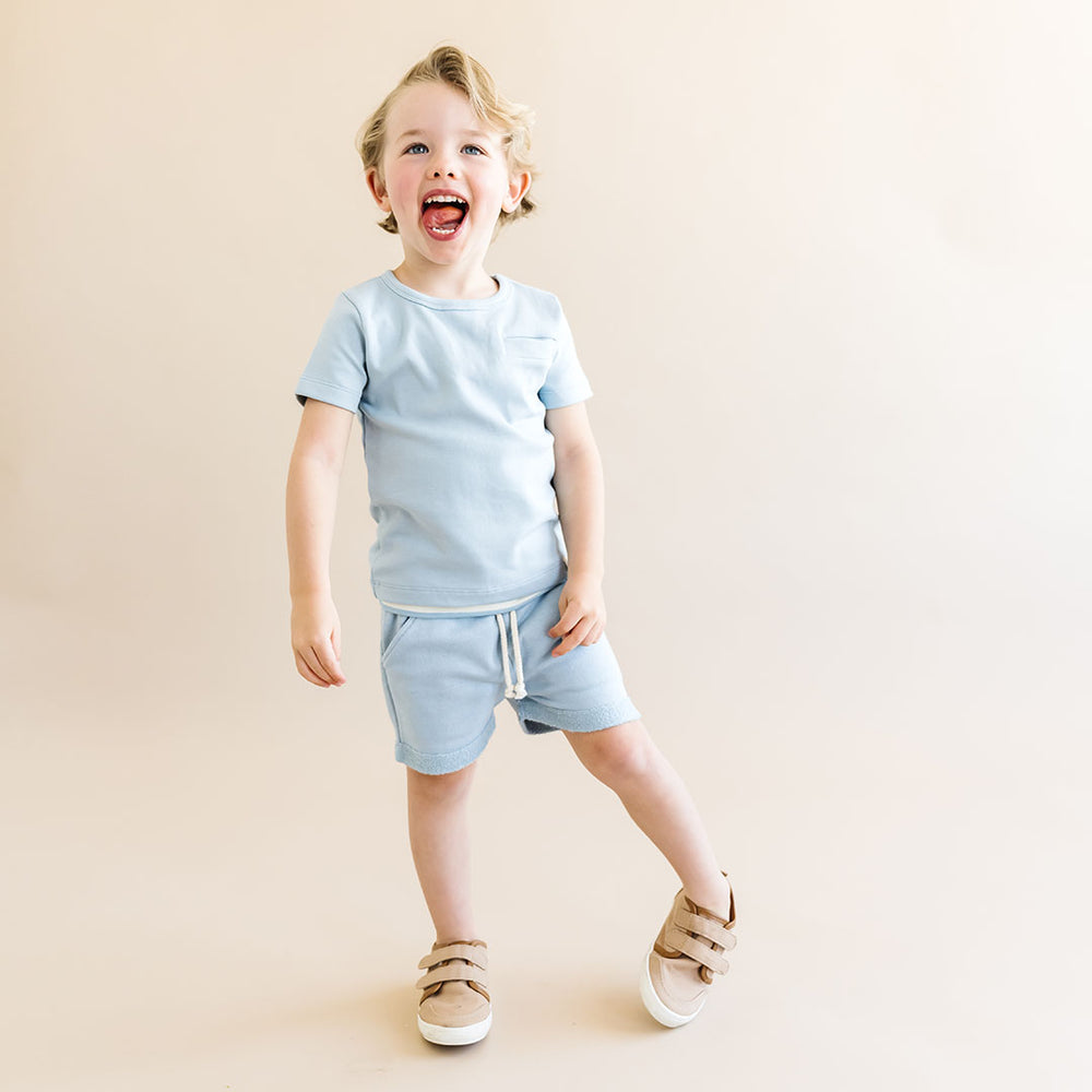 Cloud Blue Short Sleeve Welt Pocket Tee