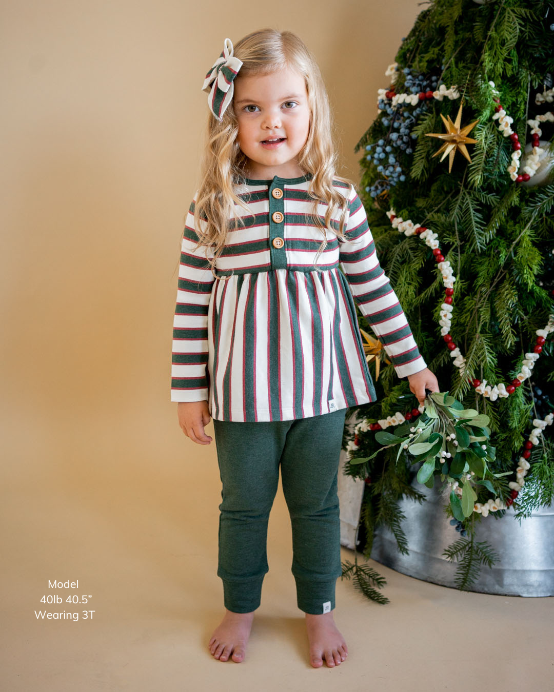 Holiday Stripe Long Sleeve Peplum Top