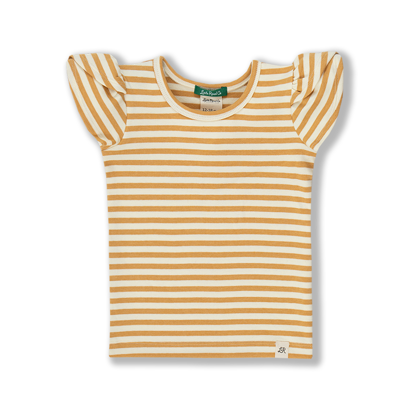 Marigold Classic Stripe Petal Sleeve Top