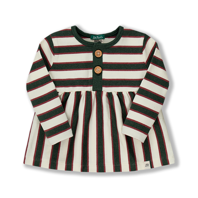 Holiday Stripe Long Sleeve Peplum Top