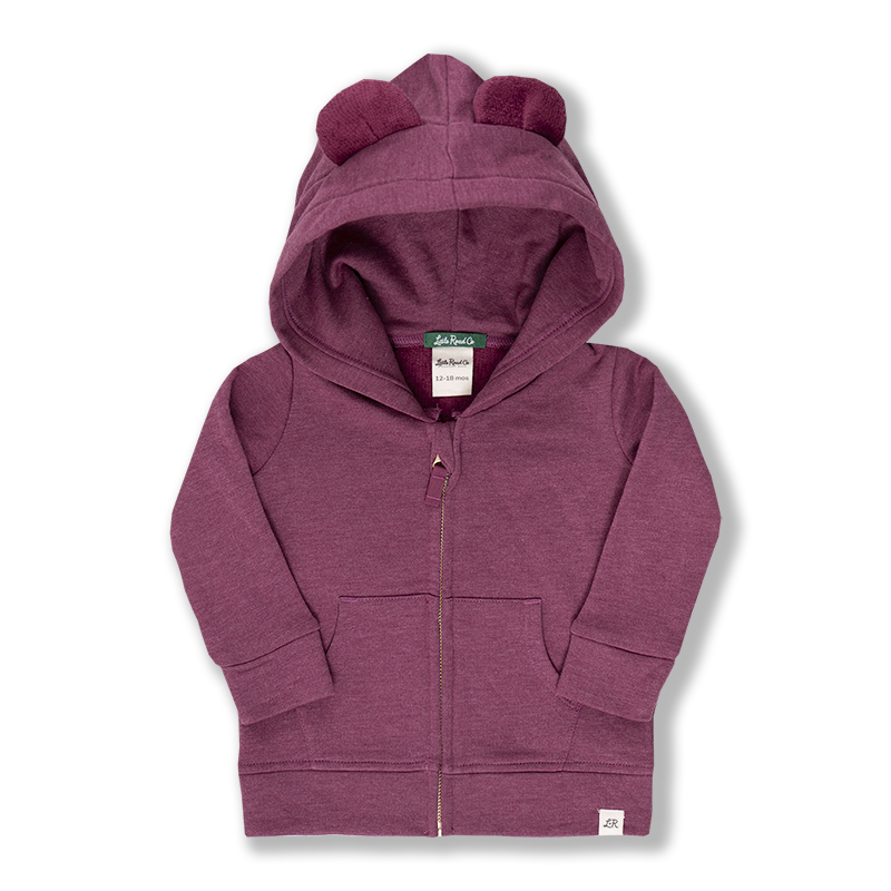 Raspberry Bear Ear Zip Hoodie
